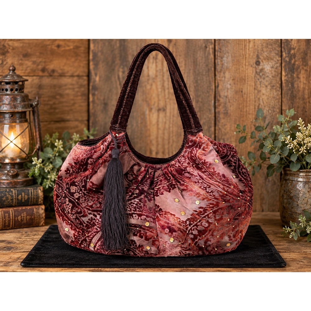 Vintage Goody's NWT Velvet Paisley Shoulder Bag Y2K Whimsigoth Boho Tassel